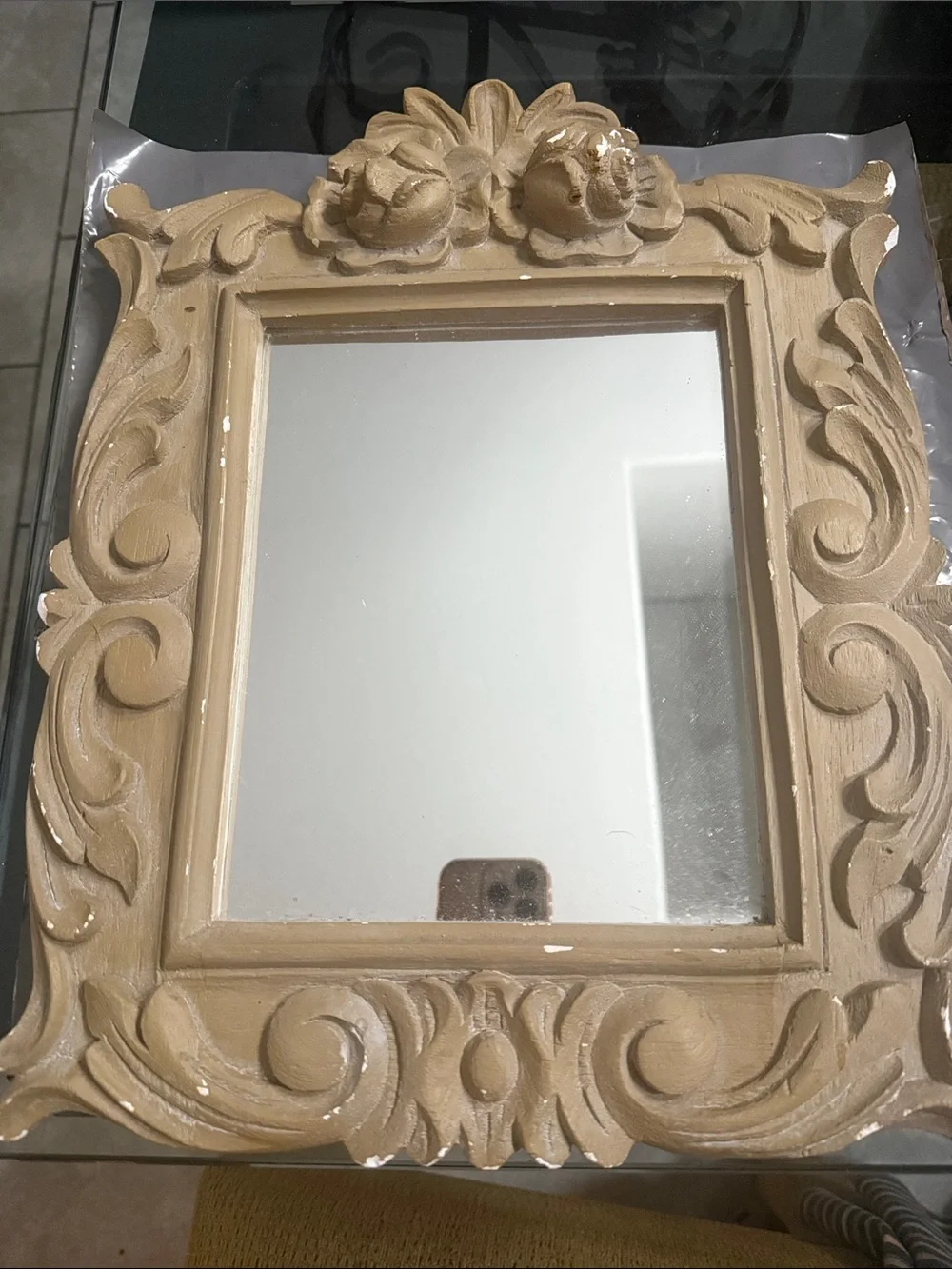 Ornate Beige Decorative Wall Mirror
